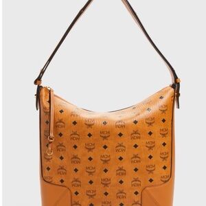 MCM Cognac Visetos Large Hobo Bag